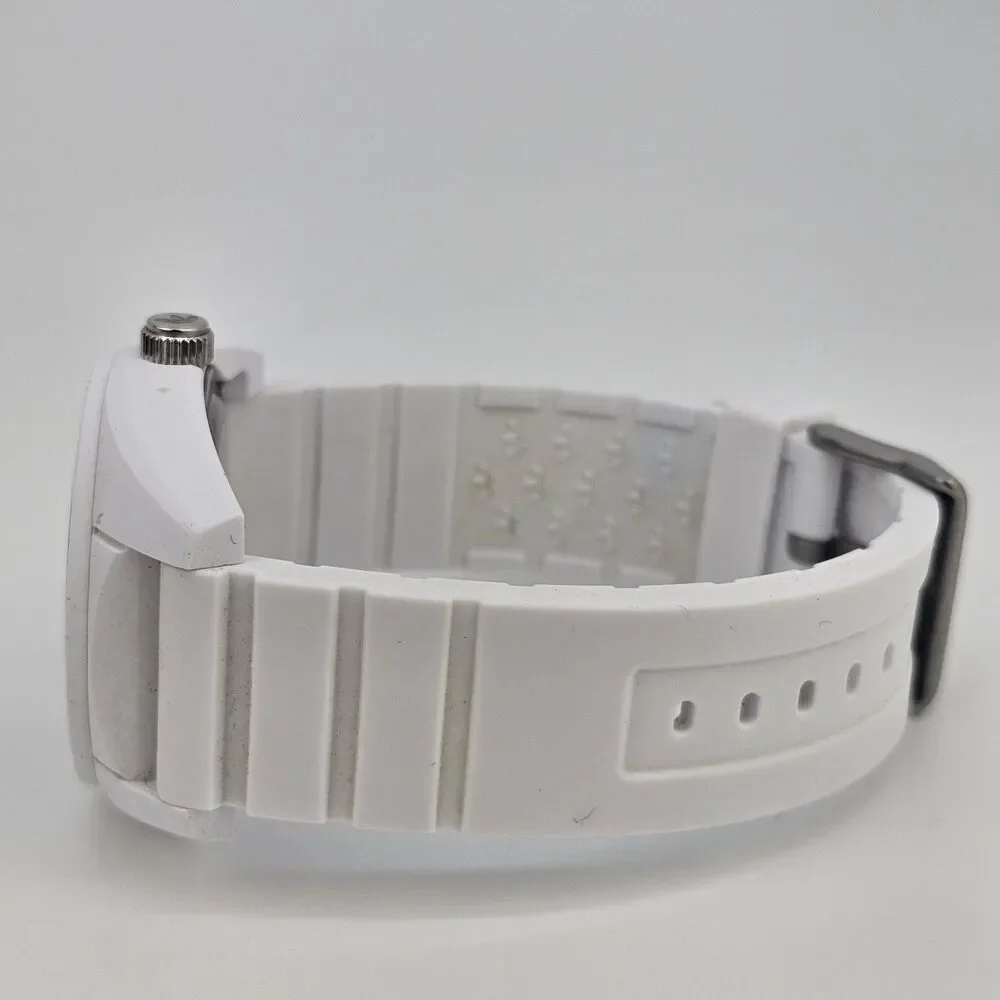 Adidas Men's Watch 41MM Blue White Dial‎ White Plastic Bands New Battery